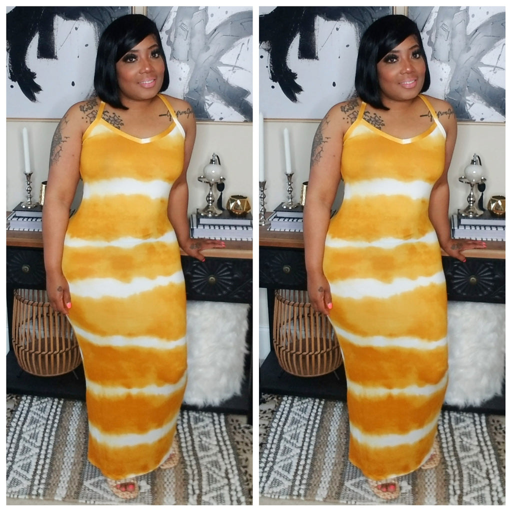Tye Dye Dress (MUSTARD)