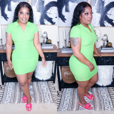 Ribbed Polo Dress